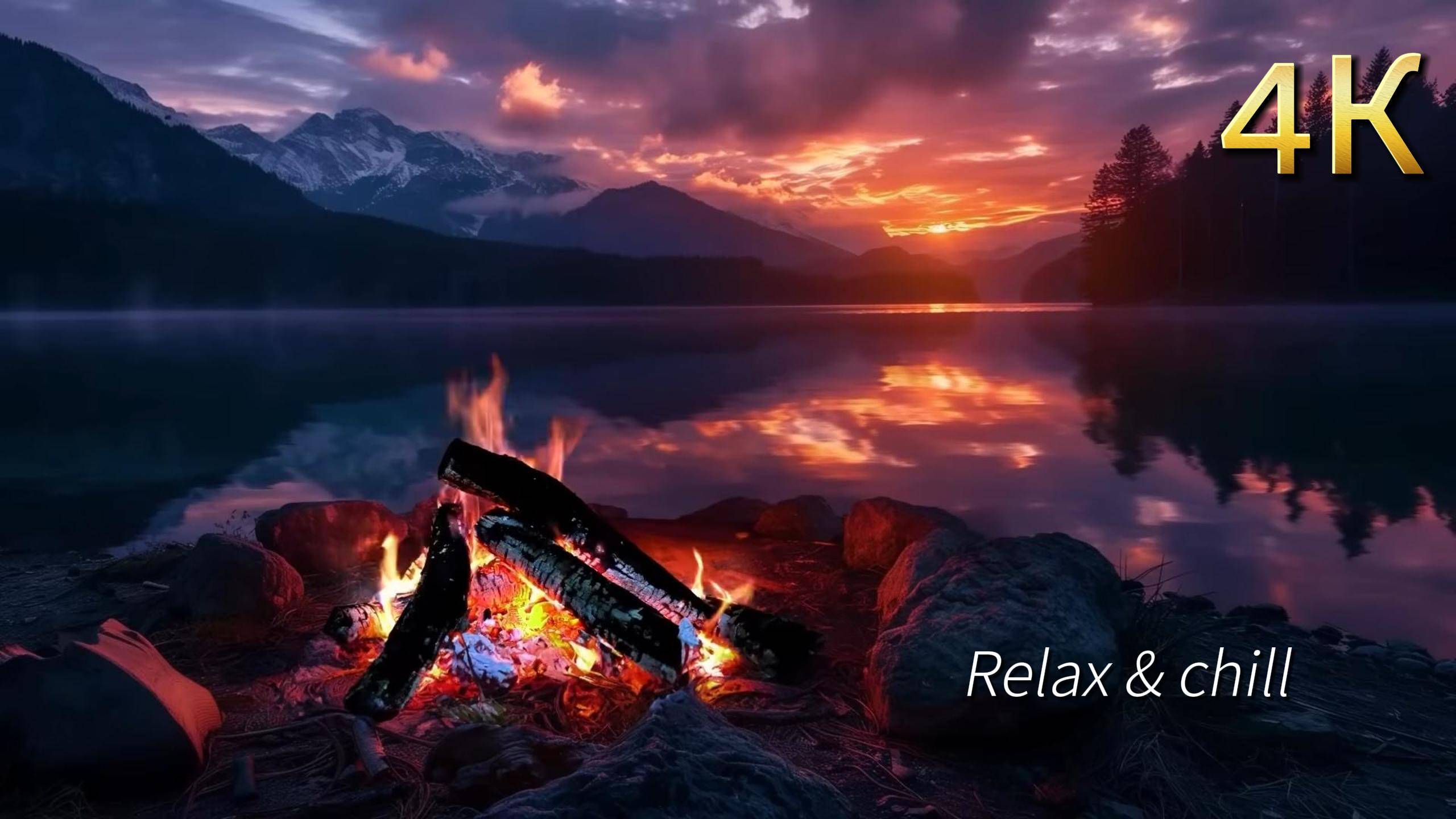 Вечерний Костер у Озера: 3 Часа Релакса 🌙🔥 | Звуки Пламени для Сна, Работы и Медитации смотреть онлайн