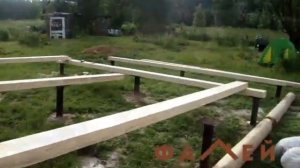 Монтаж брусовой обвязки.