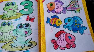 раскрашиваем раскраску цветными карандашами с детьми, играем