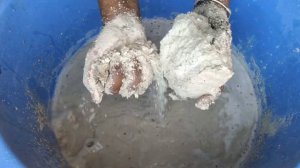 White cement with yellow concrete dry and water 💦 crumbling by SA ASMR