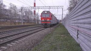 Электровоз 2ЭС6-1300 "Синара" (ТЧЭ-38) с грузовым поездом.