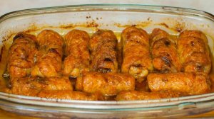 Мини рулеты из курицы с карамельной грушей