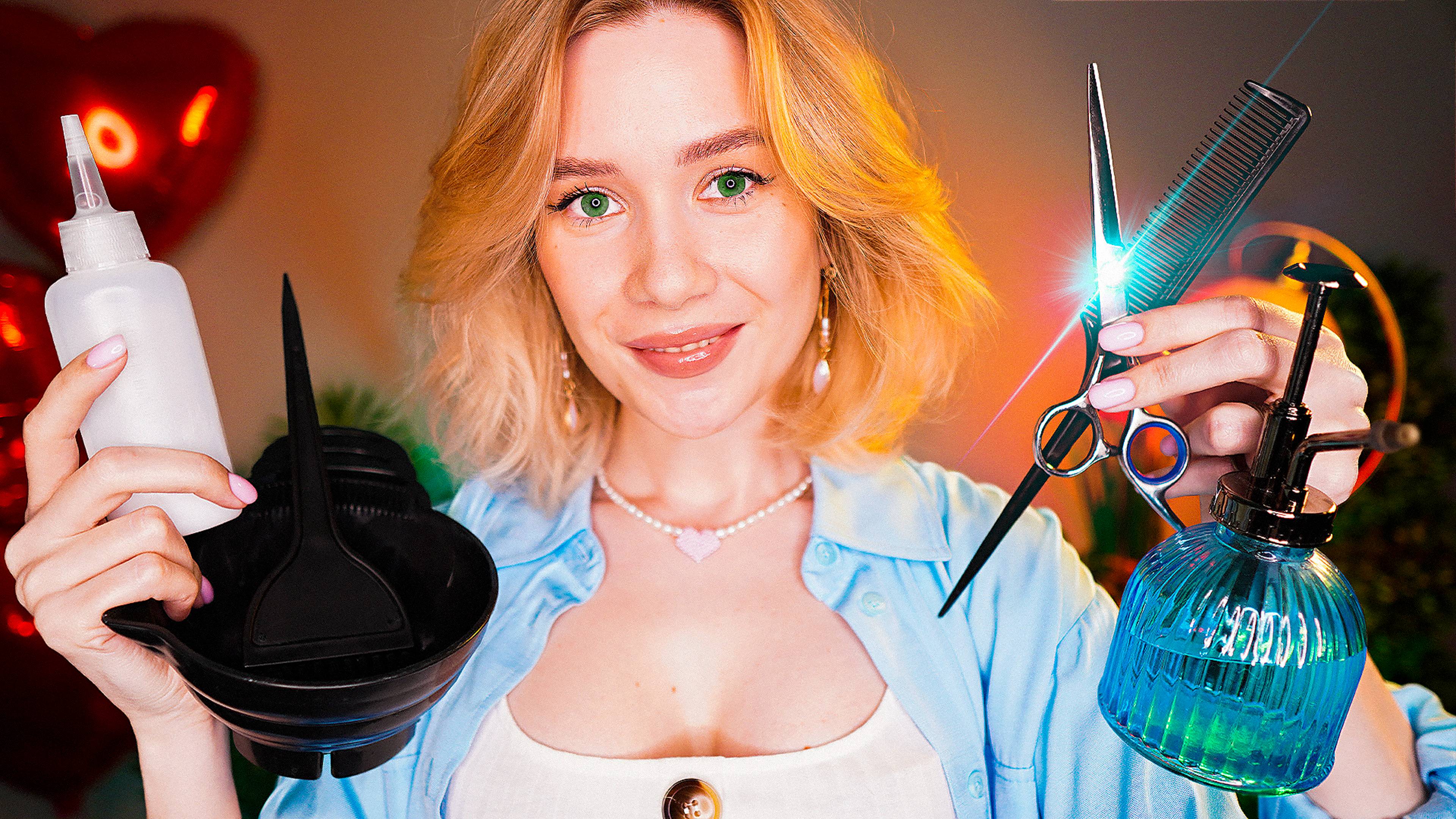 АСМР Усыпляющая СТРИЖКА, УХОД ЗА ВОЛОСАМИ и СПА МАССАЖ ГОЛОВЫ 🤤 asmr haircut spa head massage