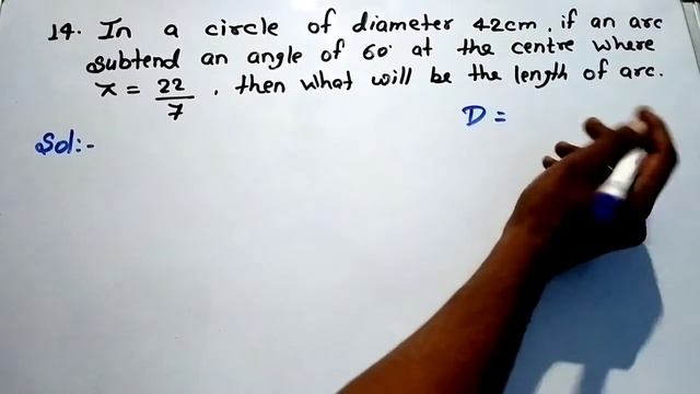 In a circle of diameter 42cm.if an arc subtend an angle of 60° at the centre where π=22/7 |Edulover