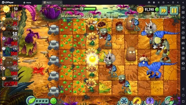 Растение против Зомби 2/PvZ2 Adventure Jurassic Marsh Day 26/Юрское Болото День 26 смотреть онлайн