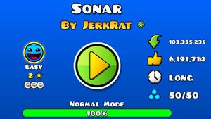 Прохождение уровня Sonar(easy 2 звезды) в Geometry Dash
