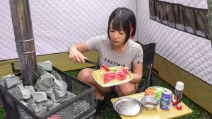 Yakiniku alone in a tent sauna / Якинику в одиночестве в палатке-сауне