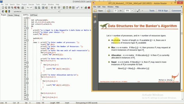 C Program to Implement Banker's Algorithm of Operating System