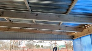 навес, балки из дерева