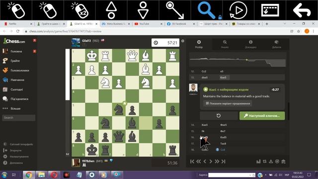 Шахматы ,анализ от Chess.com (по их мнению сыграно без ошибок, но я увидел одну)