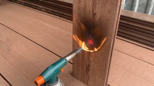 Испытание террасный доски ДПК Мербау на пожара стойкость.