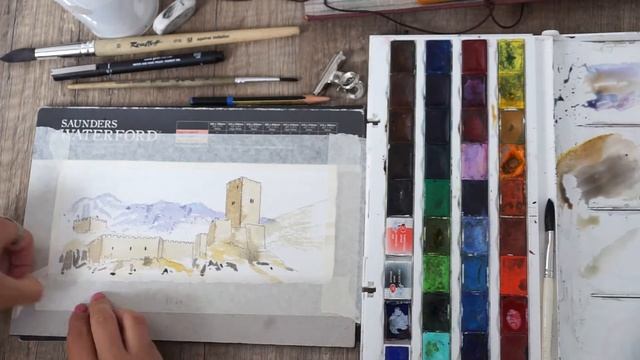 СКОРОСТНАЯ АКВАРЕЛЬ Замок в Касорла / Julia Gupalo смотреть онлайн