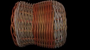 первая часть бескаркасного кашпо из ротанга (трубка и пруток) в цвете Бургунди на бронзе и Рускеала