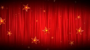 Футаж Красный занавес со звездами
