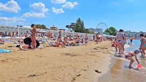 Анапа, песчаный пляж, обзор пляжа, прогулка по Городскому Центральному песчаному пляжу 4 августа.