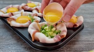 Глазунья в корзинках из бекона - вкусно и сытно_ простые идеи для завтрака или ужина.