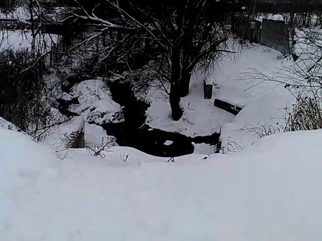 Петрово-Дальнее зимой и незамёрзшая речка. 10 дек 2016