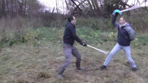 Сабля vs катана:) спарринг на палках.