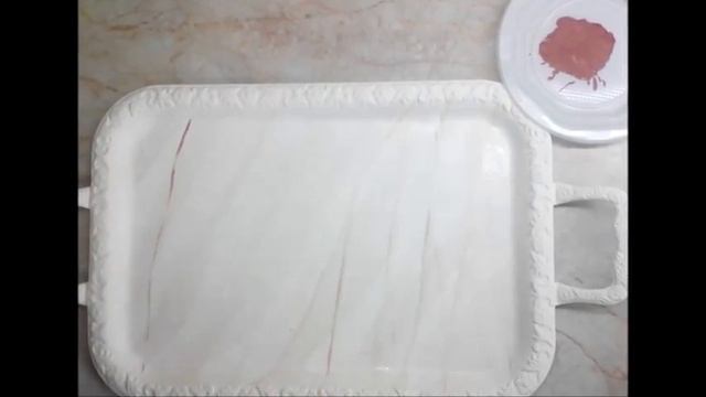 Εφέ μαρμάρου σε  δίσκο! Marble effect on a romantic tray! Efecto mármol en una bandeja!  ArteDiDeco