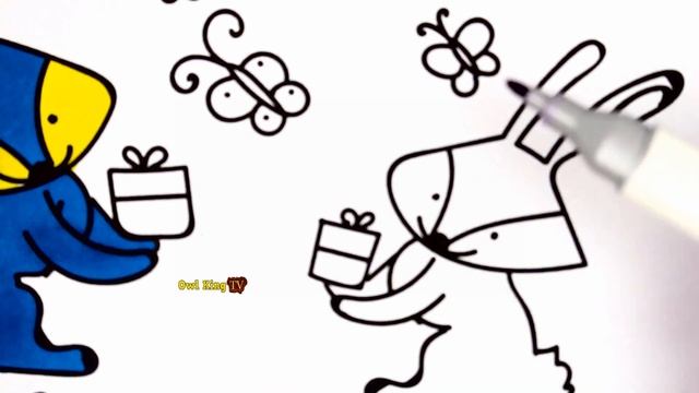 How to Draw Rabbit, Coloring Pages Animals for Kids | Art Colors for Children with Colorful Markers
