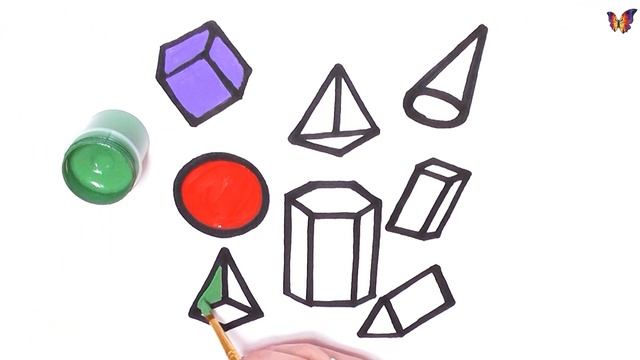 Как вместе с детьми нарисовать и раскрасить объемные геометрические фигуры смотреть онлайн