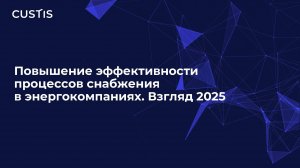 Повышение эффективности процессов снабжения в энергокомпаниях. Взгляд 2025