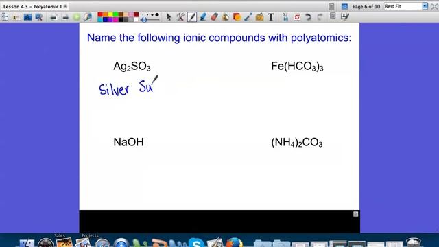 Lesson 4.3 - Naming & writing formulas for Ionic Compounds with Polyatomic Ions