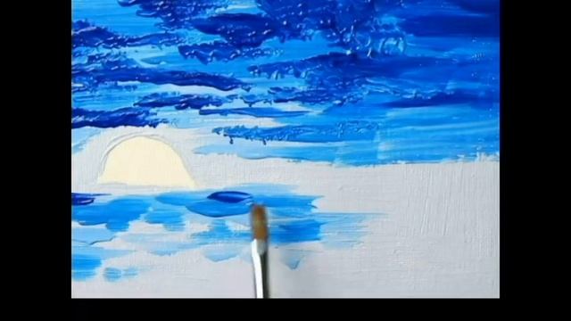 Рисуем ночной пейзаж, легко и просто. смотреть онлайн