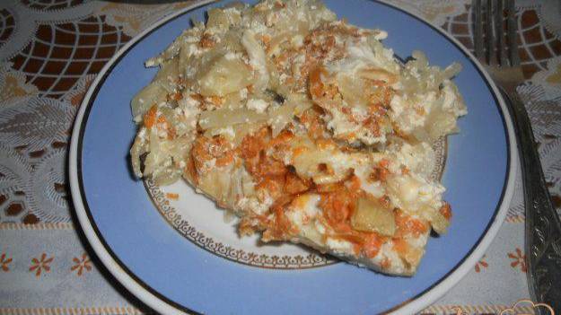 Рыба, запеченная с овощами