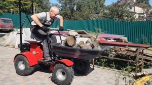 Самоходная тележка, мототачка, думпер. Carriage dumper, mini tractor,Homemade tractor dump