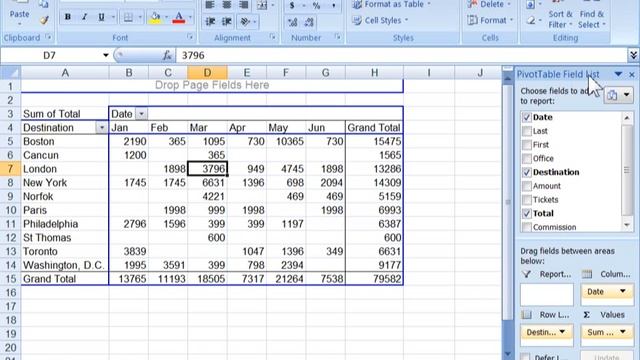 How to display the field list on a pivot table in Excel  - Excel Pivot Table tutorial 2010 2013 201
