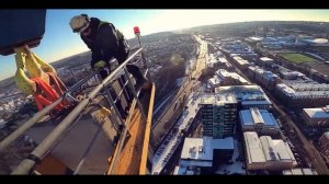 Строительство небоскрёба.Гётеборг, Швеция. 2 часть. Демонтаж башенного крана с крыши в  120 м.