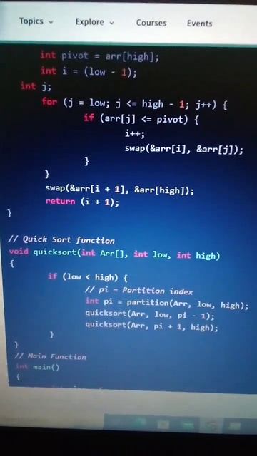 c program for quick sort in recursive mode #datastructures #cprogramming #coding