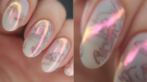 Маникюр Аврора, стемпинг дизайн (обычный лак)