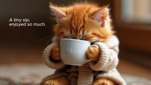 Tiny Cat’s Morning Ritual Coffee! _ #cat #kitten #cute #gingmeow