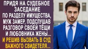 Придя на судебное заседание по разделу имущества, муж замер, подслушав разговор своей тещи и...