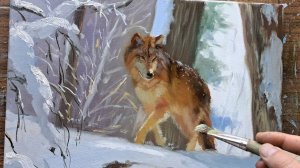 Волк.Живопись маслом