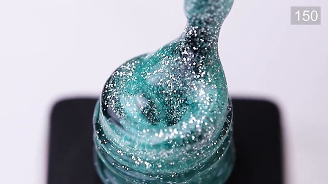 Гель-лак KeyLa 150 (прозрачный с бирюзовыми и серебристыми блестками), 8 мл.