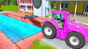 Грузовик с  прицепом против скоростного поезда против легковых автомобилей _ Трактор против поезда