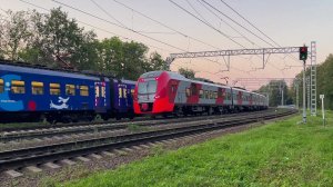 Встречные экспрессы на закате! ЭС1П-013 + ЭС2Г-155 и ЭП2Д-0083