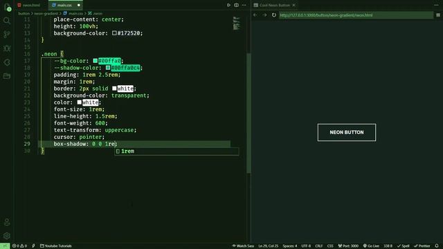 Neon button hover effect HTML and CSS
