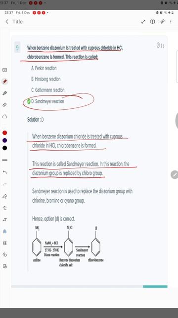 When benzene diazonium is treated with cuprous chloride in HCl, chlorobenzene is formed. This react смотреть онлайн