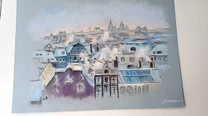 Картина пастелью Полет над Амстердамом| Pastel painting Flight over Amsterdam