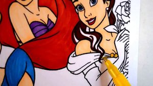 Disney Princess Jasmine Ariel Belle Coloring Book Pages Kids Learn Art Disney Brilliant Color Show