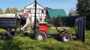 Мототележка, минидумпер, мини-трактор с прицепом.Carriage dumper, mini tractor,Homemade tractor dump