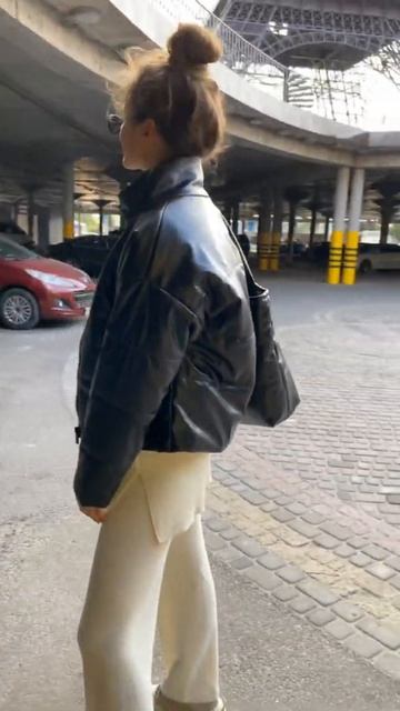 Black faux leather women's jacket смотреть онлайн