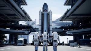 Космонавты на космодроме ФУТАЖ