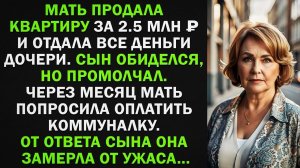 Мать продала квартиру за 2.5 млн рублей и отдала все деньги сестре. Сын обиделся, но промолчал.