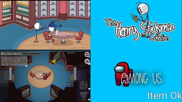 Все сходства между картами The Airship из The Henry Stickmin Collection и Among US