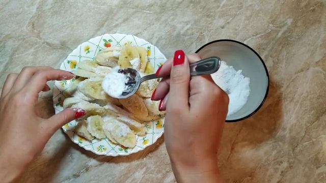 Бананы сахар и крахмал и десерт готов   десерт   бананы